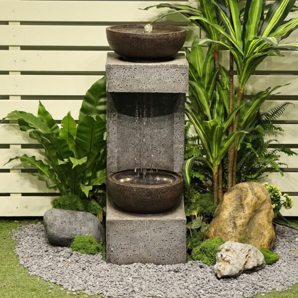 Bumilgar 35.4" Outdoor Water Fountain with LED Lights – Tranquil Elegance for Your Garden - Image 7