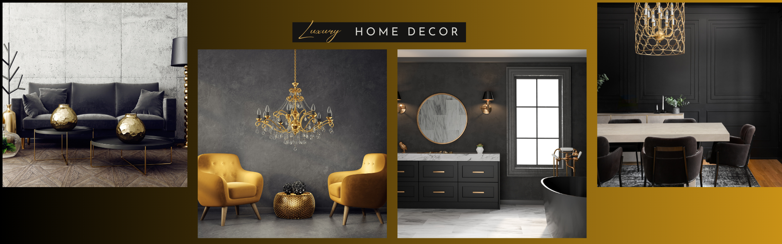 Elegant luxury home decor setup featuring designer furniture, gold-accented accessories, and upscale interior styling in a modern living room.