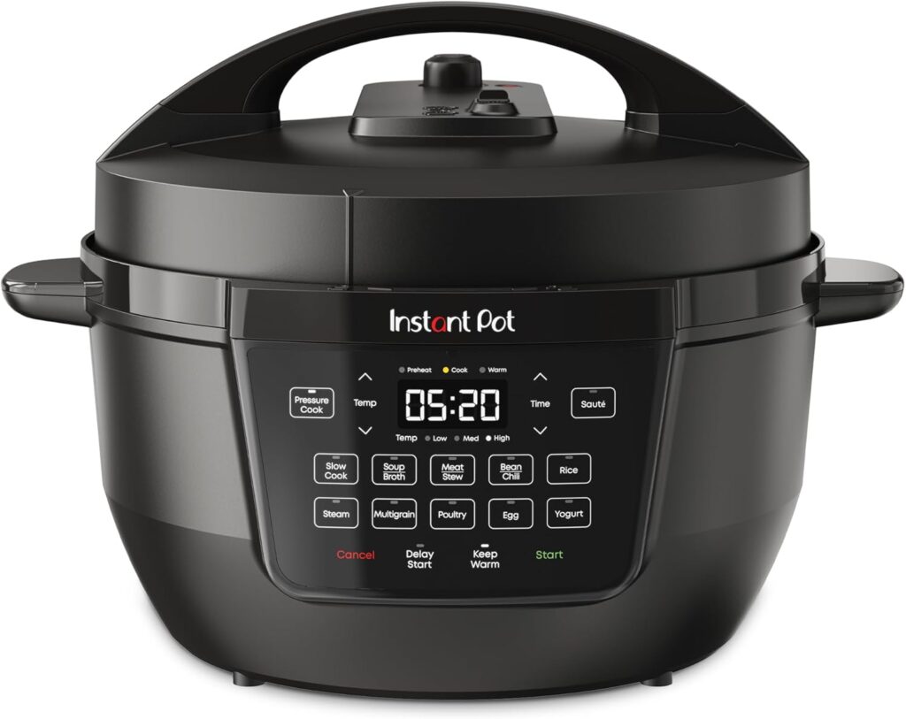 Family using Instant Pot Duo Plus RIO Wide for dinner