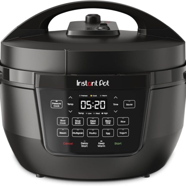 Family using Instant Pot Duo Plus RIO Wide for dinner