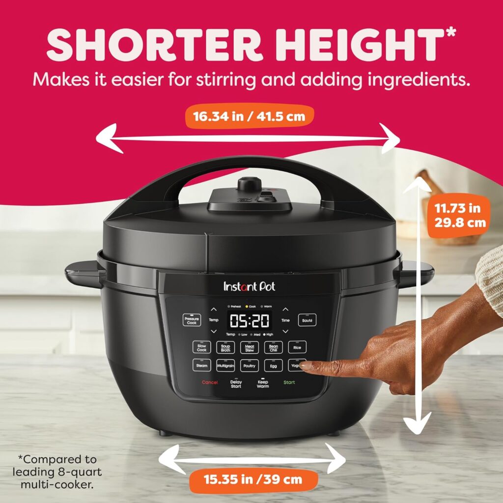 Instant Pot Duo Plus showing wide stainless steel cooking pot