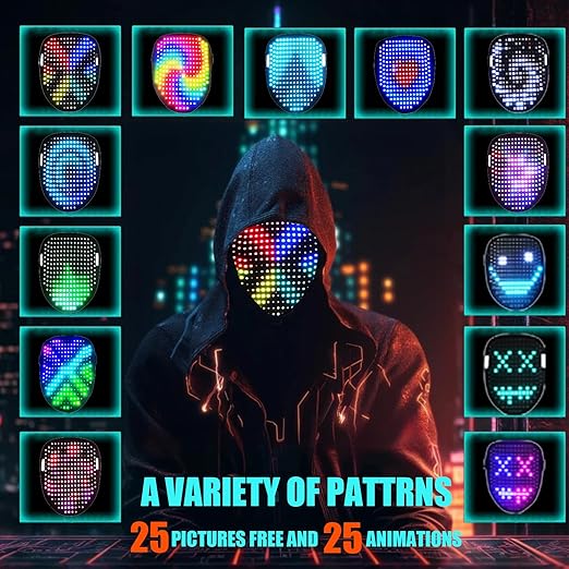 Lighted Halloween mask for cosplay, parties, and social sharing