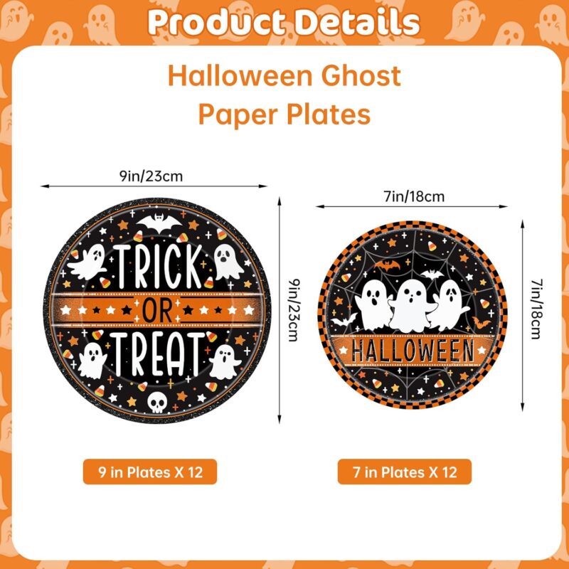 Trick or Treat Halloween dinner plates in black and orange