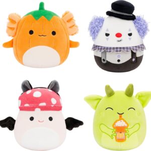 Squishmallows Halloween stuffed animals 4-pack with Gabin, Fitzy, Malcolm, and Ms. K