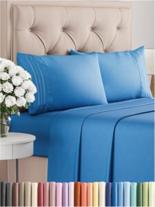 deep pocket fitted sheet royal blue color cooling microfiber bed sheets