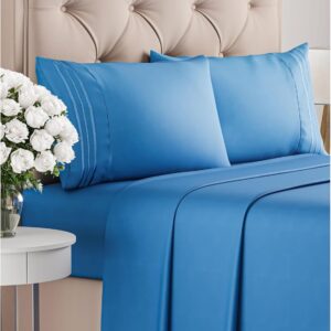 deep pocket fitted sheet royal blue color cooling microfiber bed sheets